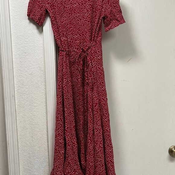 Reformation Dark Red Floral Wrap Maxi Dress | Size M - Picture 8 of 11